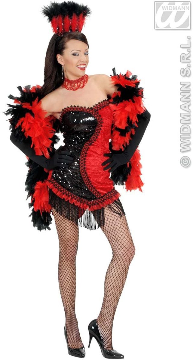 Jaren 20 Danseressen Kostuum | Las Vegas Showgirl Zwart / Rood Chorous Line Kostuum Vrouw | Large | Carnaval kostuum | Verkleedkleding